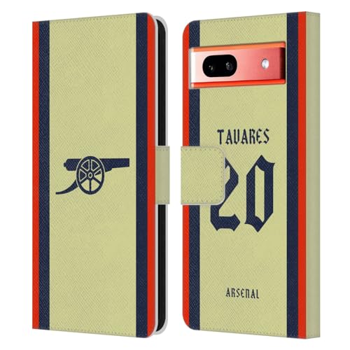 Head Case Designs Officially Licensed Arsenal FC Nuno Tavares 2021/22 Players Away Kit Leather Wallet Case Compatible with Google Pixel 7a
