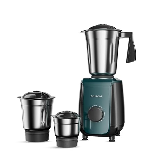 Image of CELLECOR CMG60GR Mixer Grinder600W | 3 Speed Control | 6 Blades (Grey-Green)