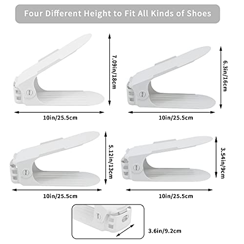 Homokus Shoe Slots Organizer For Closet Organization, 20 Pack Adjustable Shoe Stacker Space Saver,Double Layer Shoe Rack Organizer Holder With 4 Different Height (White) #TOP1