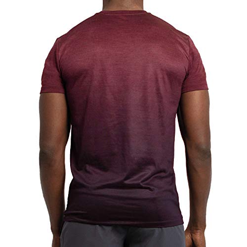 Alive Men's Tee Shirt Active Quick Dry Workout Short Sleeve Shirts Crew Neck (Large, Sonoma Red Heather/Deep Mullberry Dip) - Thumbnail 2