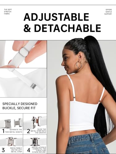 Image of 2 Pack Womens Cami Tank Scoop Neck Spaghetti Strap Tank Tops Basic Tight Camisole Shirts