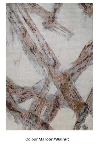Image of 4x6 Feet (120x180 CM) Carpet for Living Room Hall & Bedroom - Cobalt Walnut Modern Abstract Geometric Silk-Touch Luxury Hotel-Style Washable Anti-Skid Turkish Area Rug