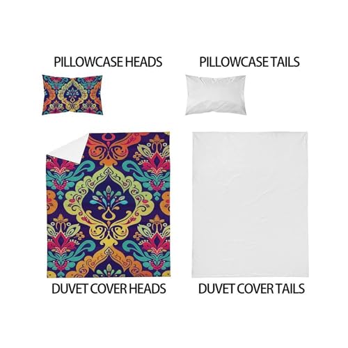 Housse de couette style ethnique indien imprimé fleuri - 5