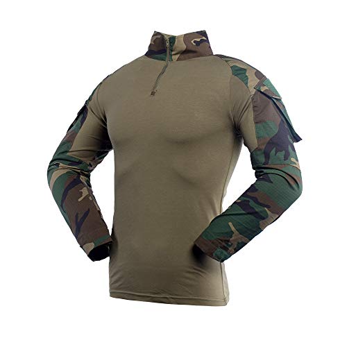 LANBAOSI Chemise de Combat Militaire Homme Airsoft Shirt Tenue Camouflage Uniforme Tactique Séchage Rapide à Manches imperméables Vert x-Large