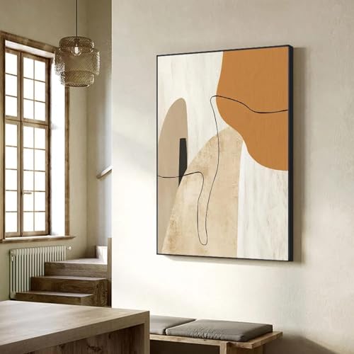Toile géométrique abstraite beige pour réchauffer les murs blancs