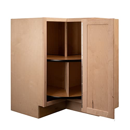 Quicklock Rta (Ready-To-Assemble) | Base Kitchen Cabinets - Shaker Style | 100% Plywood | Made In America | Soft Close Hardware (Raw Maple, 18" D X 30" W X 34.5" H Lazy Susan) #TOP1