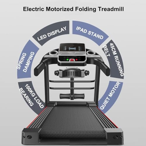 Image of Foldable Motorised Treadmill,with Sit Ups Rack & Massage Head Electric Treadmill for Home, Folding Walking Running Machine with LCD Sn