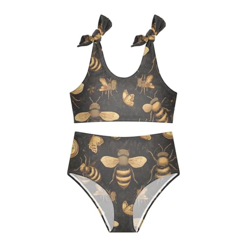 KLL Linear Bee Liquid Girl Two Piece Bikini Sets Scoop Neck Beach Swimsuit Swimsuit3