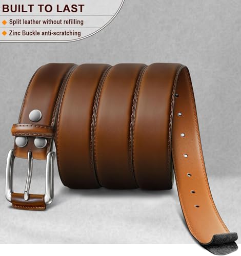 Image of Contacts Men's Genuine Leather Pin Buckle Belt | Leather Belt for Men Classic Designs for Work & Business Casual