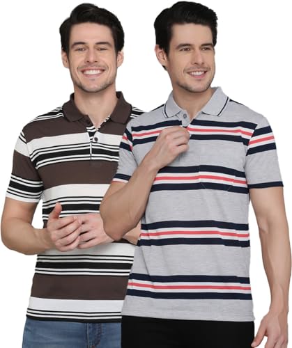 Image of INKKR Striped Men's Polo Neck T-Shirt Combo