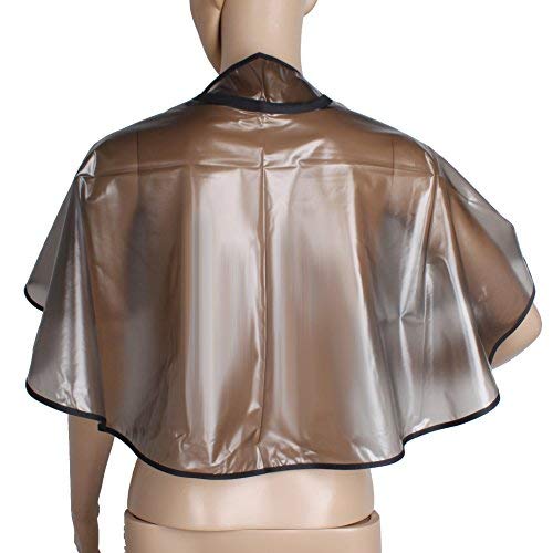 Juanya Cape Coiffure Professionnel Imperméable Élastique Cape Cheveux Coloration Coiffeur Salon Marron Transparent