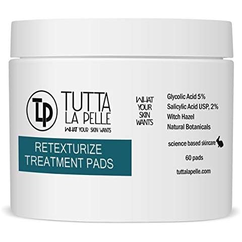 5% Glycolic Acid + 2% Salicylic Acid AHA/BHA ACNE Treatment - Witch Hazel Pads - ACNE Solutions - For Facial Exfoliating And Smoother Looking Skin, 60 Face Pads Cover