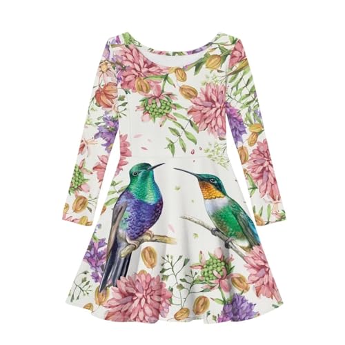 Thin Fall Dress for Girls Casual Cute Long Sleeve Swing Skater Dress Funny Print Party Outfits4