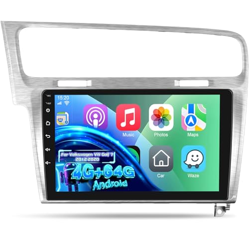 [4G+64G] Android Radio de Coche para Volkswagen VW Golf 7 2012 2020 con Wireless Carplay & Android Auto, Pantalla Táctil de 10,1 Pulgadas con GPS, WiFi, 32EQ, Bluetooth 5.0, Radio FM/RDS
