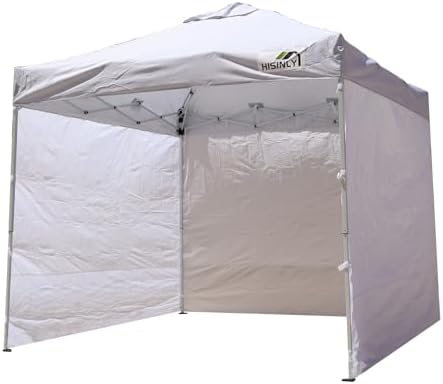 8x8ft Pop Up Canopy Tent, Instant Shade with 3 Removable Sidewalls & Vented Roof, Portable Commercial Event Canopy for Outdoor Patio, Camping, Party, Market, White, Fits 3-5 People