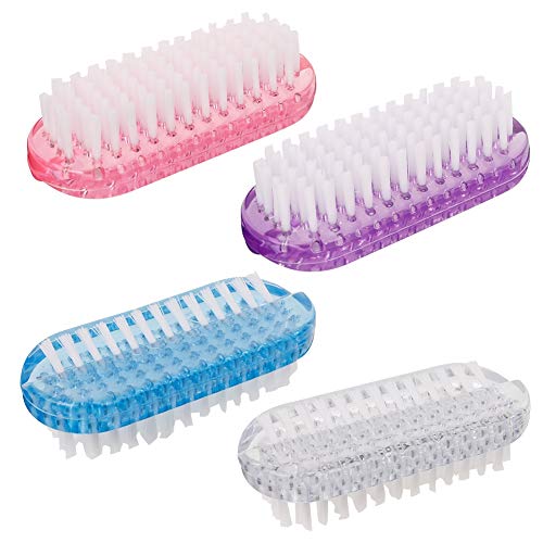 Preisvergleich Produktbild atnight 4 Stück Doppelseitige Nagelbürste, tragbare Nagelreinigungsbürste Handbürste Kunststoff-Nagelstaub-Bürsten zum Reinigen von Nägeln / Händen / Füßen / Zehen / Haustiernägeln / Schuhen