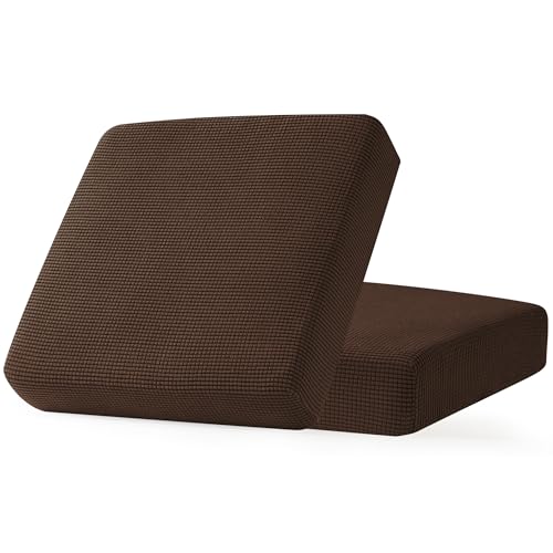 Image of CHUN YI 2PC Stretch Couch Cushion Covers, Sofa Seat Slipcovers Suitable for Armchair Loveseat Sofa with Spandex Jacquard Fabric(2pc,Chocolate)