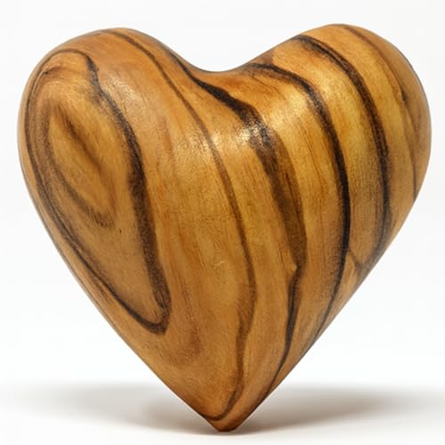 Zuluf 1.25 Olive Wood Pocket Heart Fidget Hand Carved in Jerusalem from Natural Olive Wood This Small Wooden Heart is a Meaningful Keepsake Rustic Table Decor Wedding Favor or Valentines Gift