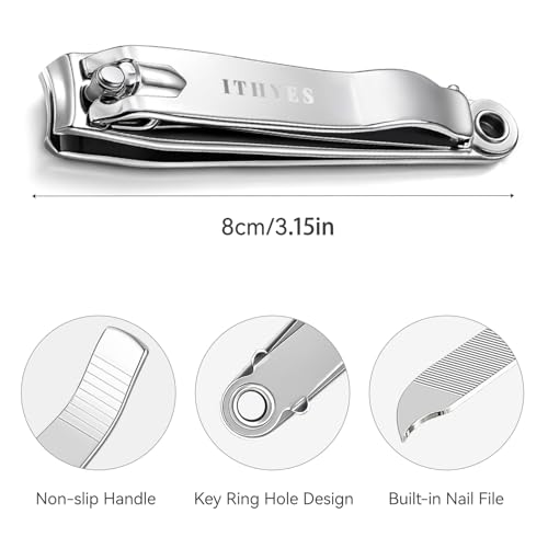 Ithyes Nagelknipser für Finger- und Fußnägel,Nagelzwicker,Großer Nagelschneider,Nail clipper,nagelknipser gelnägel,fingernagel knipser,1 Stück,Silber