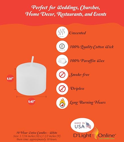 D'Light Online Long 10 Hour Burn Time Unscented Votive Candles thumb #1