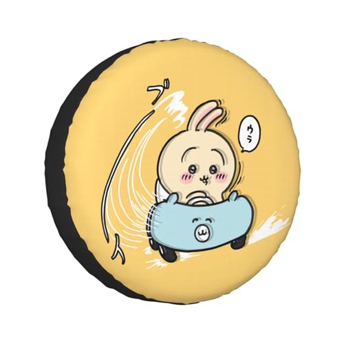 タイヤカバー ちいかわ うさぎ スペアタイヤカバー おしゃれ タイヤ収納 防塵 防水 防紫外線 日焼け止 汚れ防止 劣化対策 タイヤバッグ 持ち運び便利 取付簡単 カー用品 14〜17インチ 屋外 軽自動車 普通車 汎用 17インチ:直径80-83cm