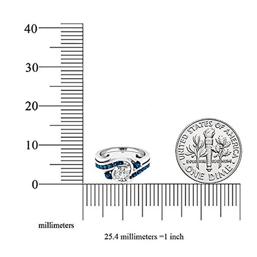 Dazzlingrock Collection 0.95 Cttw 14K Solid Gold Round Blue and White Diamond Womens Engagement Ring Set3