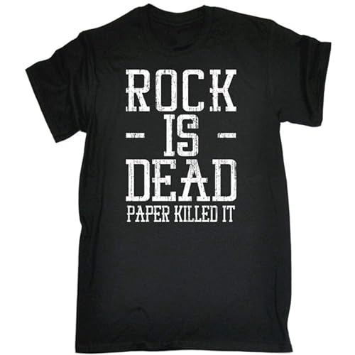 Men's Rock Is Dead Paper Killed It T-Shirt Funny Graphics Scissors Game Humor Funny Gift Birthday Black M
