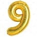 40 Inch Giant Jumbo Helium Foil Mylar Balloons (Premium Quality), Glossy Gold, Number 9