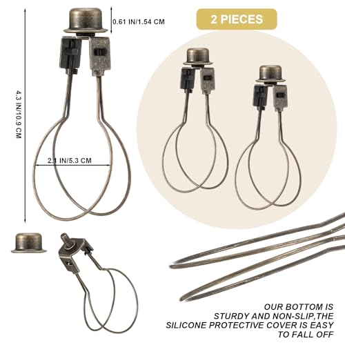 Image of Honoson 4 Pcs Bulb Lamp Shade Light Bulb Clip Adapter Includes Finial and Lampshade Levellers for Replacement (Antique Bronze)