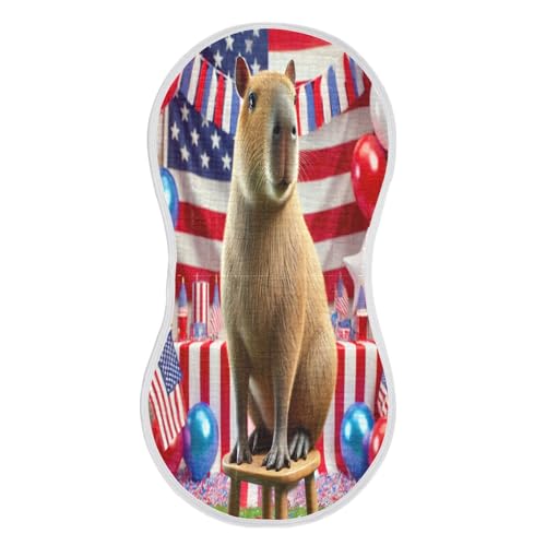 Capybara Flag Balloons Baby Burp Cloths Muslin Burp Cloths Soft Burp Cloth Burp Rags Cotton Burp Clothes Absorbent for Unisex Boy Newborn Girl 1 Pack 22x11 Inches