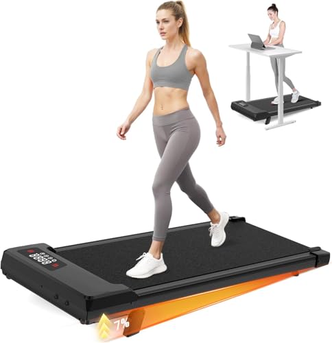 HomeFitnessCode Walking Pad Treadmill, Treadmills for Home, 2.5HP Portable Electric Under Desk Treadmill with LED Display & Remote, Adjustable Speed, No Assembly (Black Classic)
