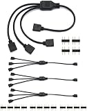 QWORK ARGB Splitter Cable, 4 Pack 118' 5V 3 Pin Addressable RGB Splitter Extension Cable, 1-to-4 Female to Female, 1 Socket to 3 Plugs for CPU Coolers and 5 V ARGB Fans