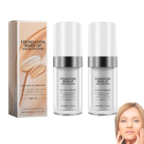 Base De Piel Madura Que Cambia De Color Contrasit, Base Que Cambia De Color Glowari, Maquillaje De Base De Tono De Piel Cálido Que Cambia De Color Impecable, Base Nude Face Liquid Cover (2 piezas)
