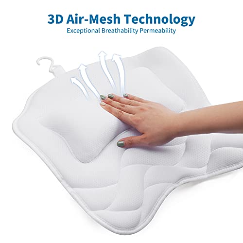 image for CDJAYHOM Bath Pillow, Bathtub Pillows with Soft 5D Air Mesh & 5 Powerf