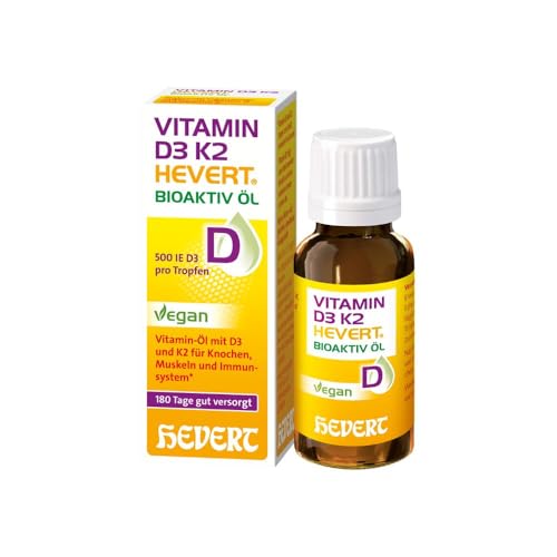 Vitamin D3 K2 Hevert Bioaktiv Öl – veganes Duo für Knochen, Muskeln und Immunsystem, 20 ml Olio