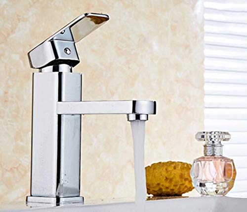 Robinet mitigeur d'évier au design carré et finitions argentées - 6