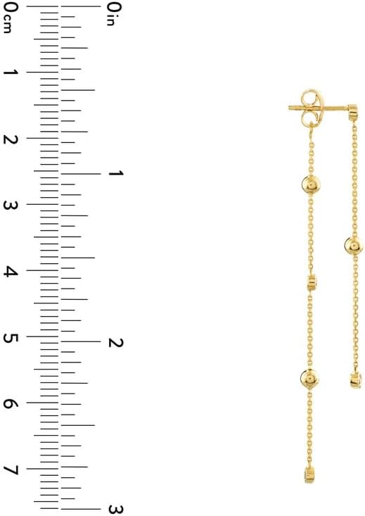 14k Yellow Gold 0.10 Dwt Diamond Alternating 3mm Ball Long Drop Dangle Earrings Ball Earring for Women