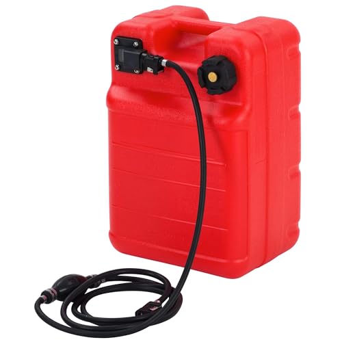 Marine Portable Boat Fuel Tank, 6 Gallon/24-l Gas Can with 9.8ft Hose,Gas Tank, No-Spill Sealed Storage for Outboard Engine, Fishing Boat, Yacht, Diesel/Gasoline Container, Red