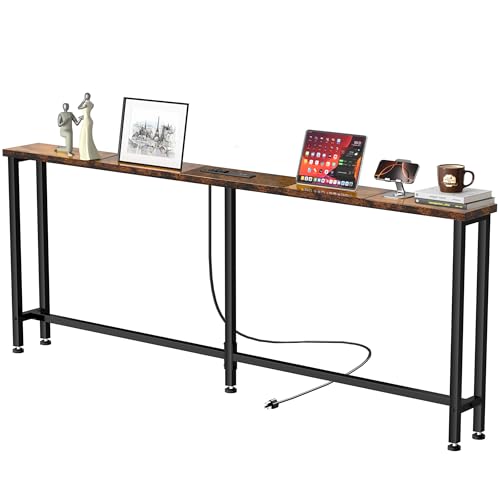 GRLEAF 70" Sofa Table with Built-in Power Strip (2 AC