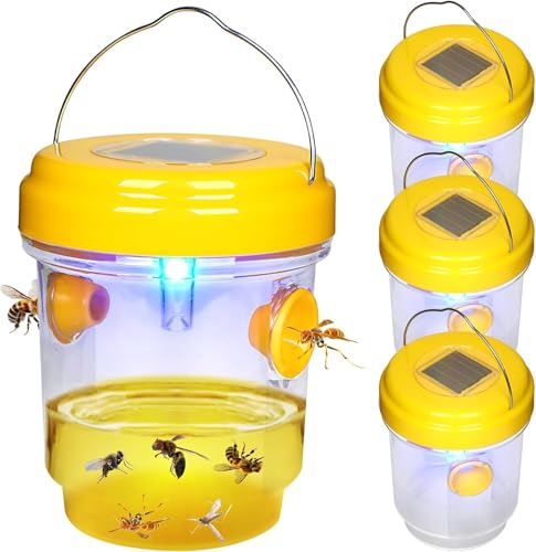 4PC Piège à Guêpes Insectes, Piege Frelon Asiatique, Attrape-Guêpes Amovible et Réutilisable, Piège à Guêpes Vivant à Double Canal, pour Exterieur Jardin Balcon, sans Attractif Chimique