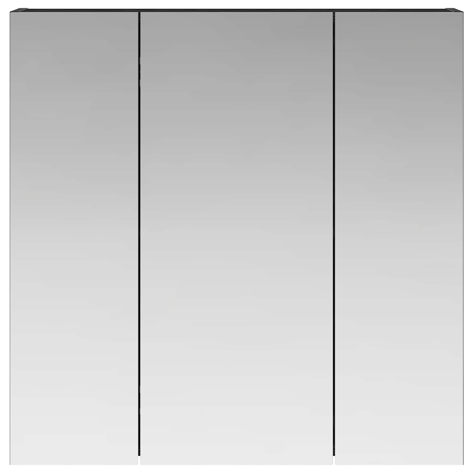 Szafka łazienkowa z lustrem w kolorze czarnym o wyglądzie dębu z dwustronnym lustrem 70 x 14,5 x 70 cm, montaż na ścianie, schowek z regałem, idealna na umywalkę