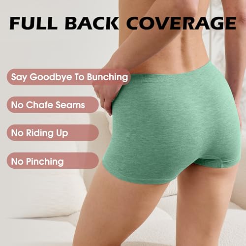 BAMBOO COOL Women's Boyshort Panties Seamless Underwear Stretchy Moisture Wicking Boxer Briefs for Ladies 5 Pack4