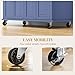 HOMCOM Kitchen Island Cart with Rubber Wood Top, Rolling Kitchen Island Table on Wheels with Drawers, Adjustable Shelves, Spice Rack and Towel Rack for Dining Room, Navy Blue