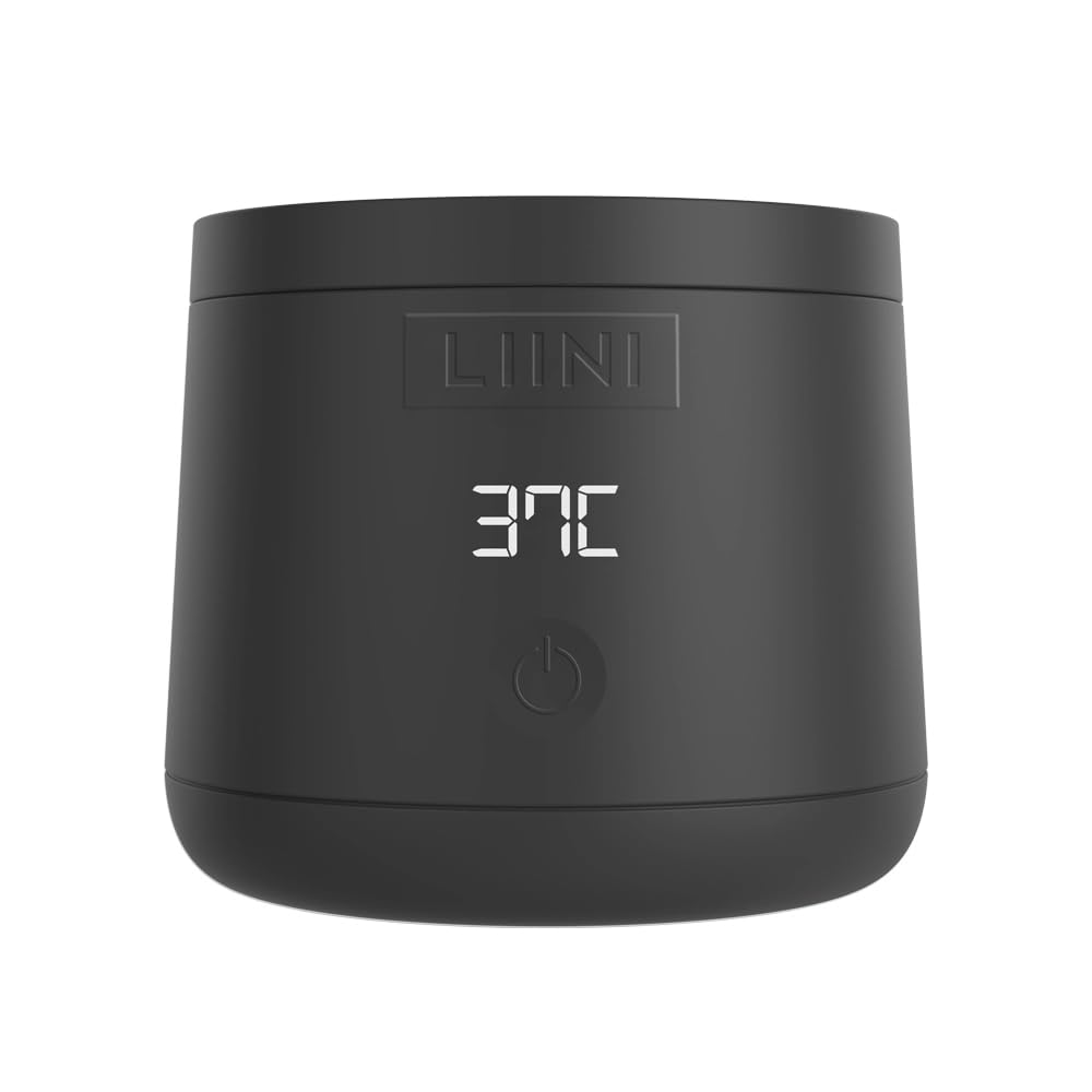 LIINI® 4.0 PRO Flaschenwärmer mit Akku, 75W, schwarz – IP66 staub- & strahlwassergeschützt, 4 Stufen 37/40/45/50°C, Akku 15.000 mAh, unterwegs & zuhause, USB-C Alu-Kabel 150 cm, BPA-frei, CE/RoHS