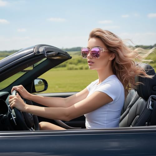 Image of SIPHEW Mirrored Sunglasses Polarized Fit Over Glasses for Women - Trendy Large Square w UV400 Protection Sun Glasses