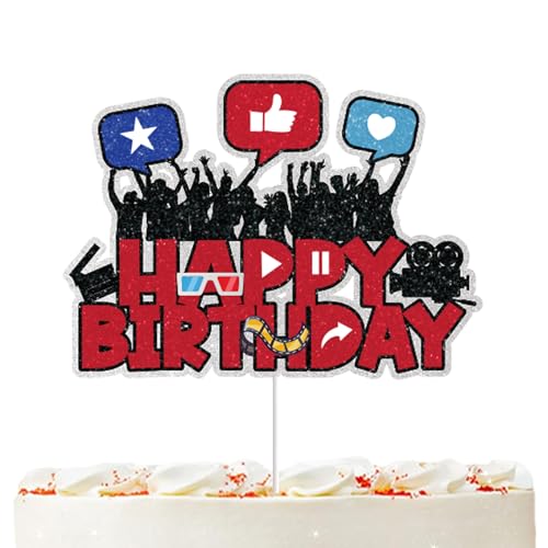 Youtube Birthday Party Decorations Social Media Cake Topper Teens Boys Girls Adult Birthday Party Supplies