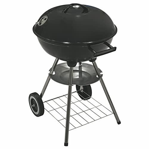 Barbecue tondo con coperchio e ruote BestBQ Struttura in metallo verniciato Spessore: 0,6 mm Struttura tubolare: 0,19 mm Contenitore brace: h. 56 cm Griglia di cottura cromata: Ø 41 cm Griglia carbonella cromata: Ø 32 cm Sistema di aerazione sul coperchio e sul fondo con prese d aria regolabile Impugnature laterali di trasporto Raccogli cenere: Ø 29,5 cm Ripiano inferiore 2 ruote di trasporto Misure: Ø 44,5 x h. 69 cm Colore: nero
