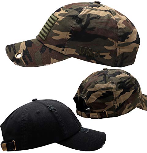 Image of Antourage American Flag Unisex Baseball Hat for Men and Women | USA Flag Mesh Snapback Flat Visor Cap + 2 Patriotic Patches