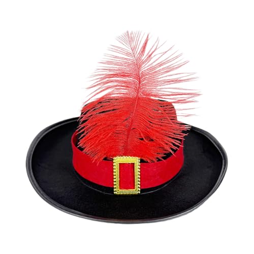 Sombrero De Disfraz De Mosquetero - Sombreros De Cosplay Para Niños De Fieltro Con Diadema Y Plumas, Tocado Innovador | Accesorio Para Disfraces De Tocado Para Niños Transpirable Para Niñas Y Niñas