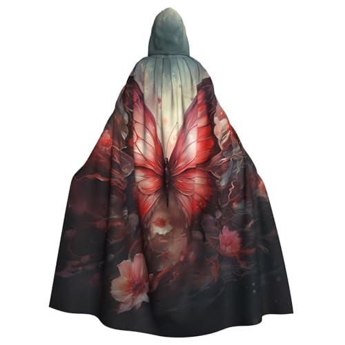 WHJSHOP Capa con capucha de flores y mariposas de fantasía para Halloween para adultos, ropa de hombre y mujer, juego de rol